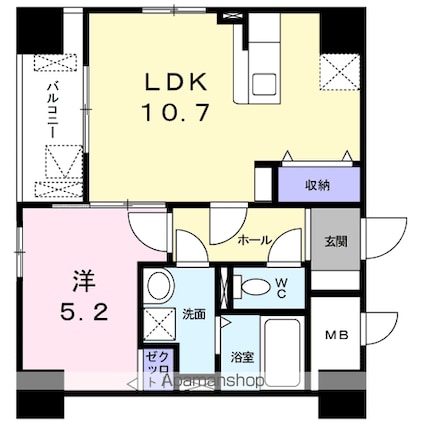 愛知県名古屋市千種区吹上１丁目[1LDK/40.57m2]の間取図