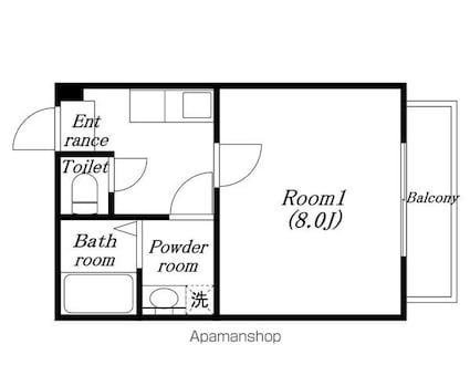 滋賀県長浜市小堀町[1K/24.75m2]の間取図