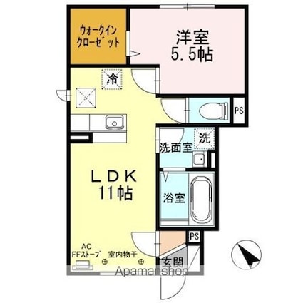 クレセント[1LDK/40.48m2]の間取図