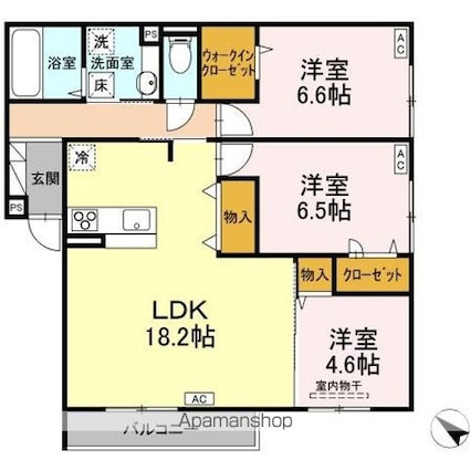 Ｄーｒｅｓｉｄｅｎｃｅ・Ｋ沖野上[3LDK/81.72m2]の間取図