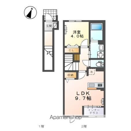 滋賀県長浜市室町[1LDK/42.81m2]の間取図