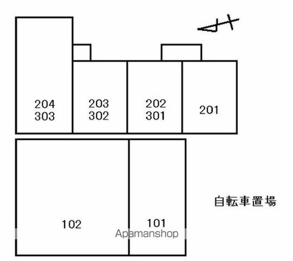 アムール宮脇[1R/15m2]の配置図