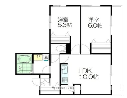 Ｓｕｃｃｏｔｈ　Ｓｈｉｍｉｚｕ（スコトシミズ）[2LDK/54.67m2]の間取図