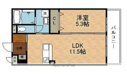 ＨＣプレジオ草津新浜[1LDK/40m2]の間取図