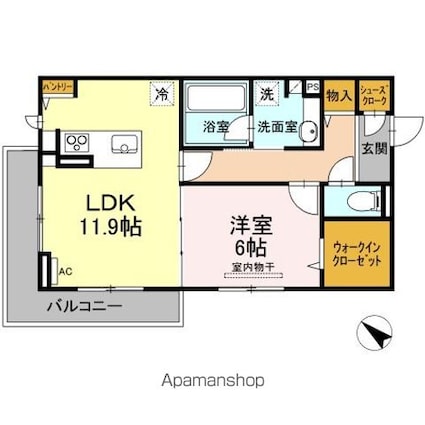 サリオス庚午北[1LDK/50.2m2]の間取図