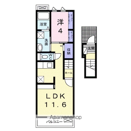 サンテールⅢ　Ｂ[1LDK/40.09m2]の間取図