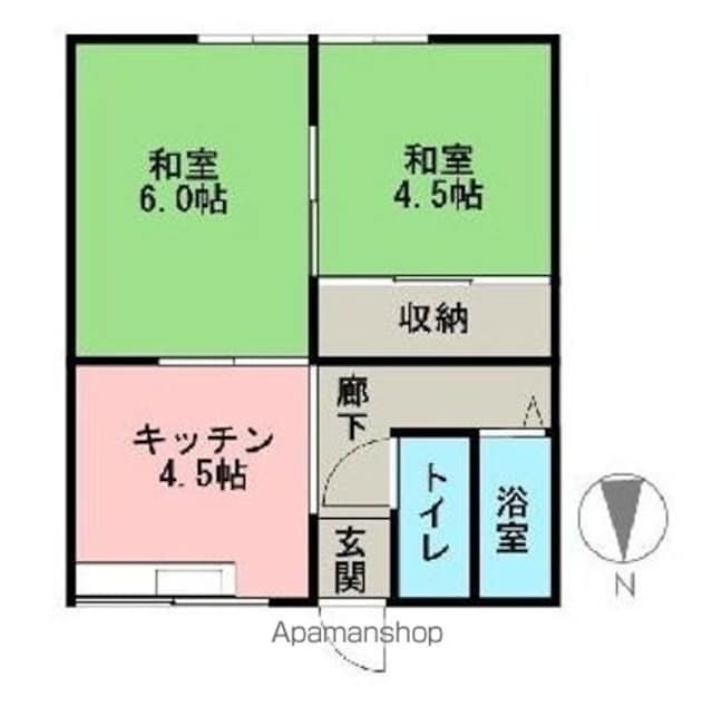 和歌山県和歌山市六十谷[2K/30.42m2]の間取図