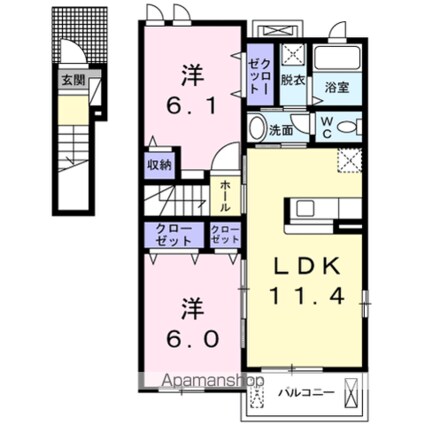 サンライズ・ビレッジＢ[2LDK/57.07m2]の間取図