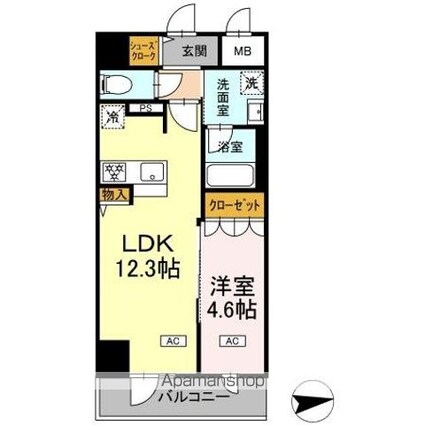 仮）ＤーＲООＭ二十人町[1LDK/40.32m2]の間取図