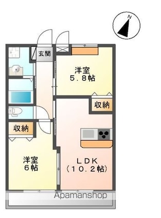 エレガンスエイト[2LDK/51m2]の間取図