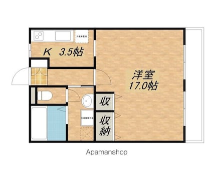 ベルヴィ大将軍[1K/40.95m2]の間取図