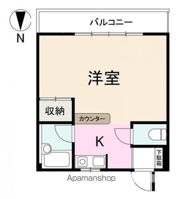 レーベルハイツ[1K/26m2]の間取図