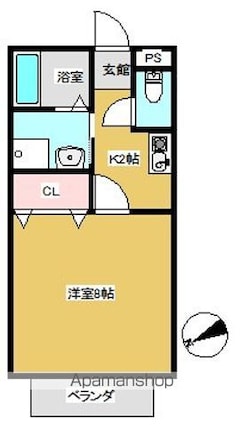 シルクハイツ[1K/26.46m2]の間取図