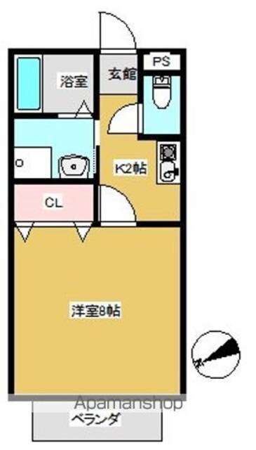 シルクハイツ[1K/26.46m2]の間取図