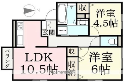 レミューチモリ[2LDK/56.73m2]の間取図