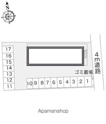 レオパレスミレニアムＫＲ[1K/19.87m2]の配置図