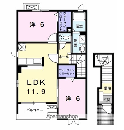 グラン・ソレイユ[2LDK/58.8m2]の間取図