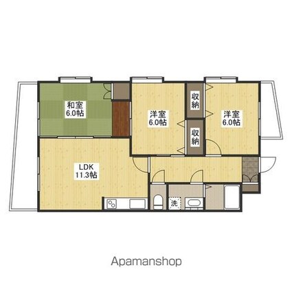 フェリスクラモト[3LDK/68m2]の間取図