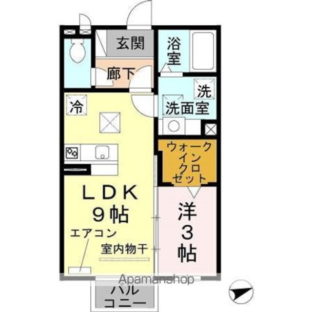和歌山県和歌山市中之島[1LDK/33.39m2]の間取図