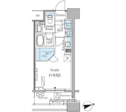 パークアクシス御茶ノ水ヒルトップ[1R/25.83m2]の間取図