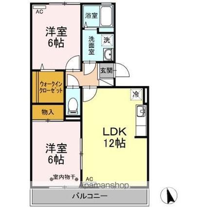 エスポワール笹本　Ａ[2LDK/55.94m2]の間取図