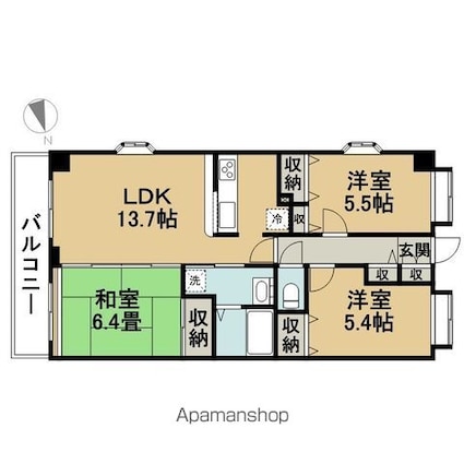 アイ・エヌ西葛西Ⅱ[3LDK/72.45m2]の間取図