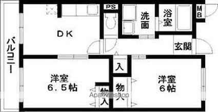 スマイルコーポ西乃庄[2DK/46.44m2]の間取図