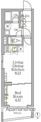 東京都中野区弥生町２丁目[1LDK/30.8m2]の間取図