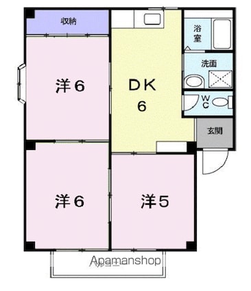 サンハイツ近田Ｂ[3DK/51.3m2]の間取図