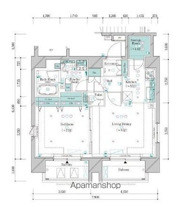 東京都台東区東上野６丁目[1LDK/53.28m2]の間取図