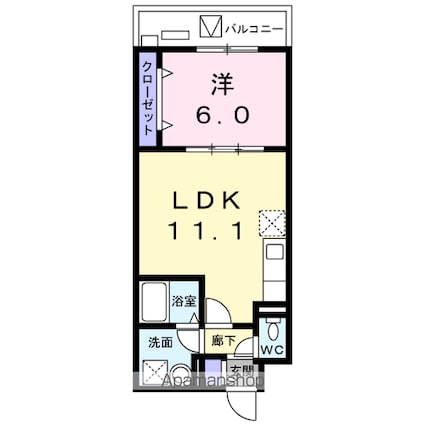 ヴェルヴェーヌ[1LDK/40.36m2]の間取図