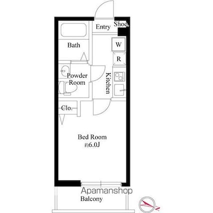 タカラリーベ[1K/19.65m2]の間取図
