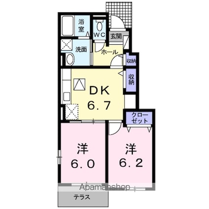 熊本県八代市豊原下町[2DK/45.82m2]の間取図