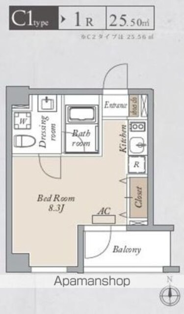 プライマル両国ＥＡＳＴ[1R/25.5m2]の間取図