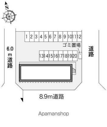 レオパレスボヌール[1K/22.35m2]の配置図
