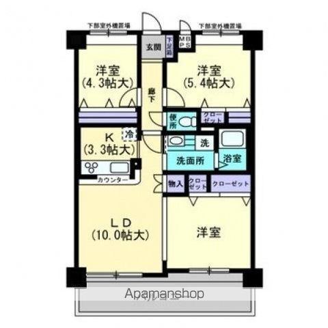 ウイングコート高松[2LDK/38.16m2]の間取図