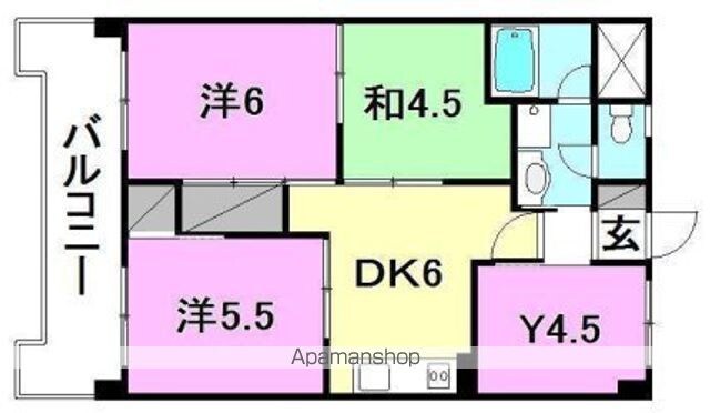 スカイピア保免[4DK/57.6m2]の間取図