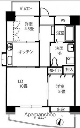 ネスト西かすみ[2LDK/65m2]の間取図