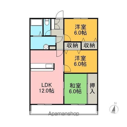 ユートピアタウン南館[3LDK/77.65m2]の間取図
