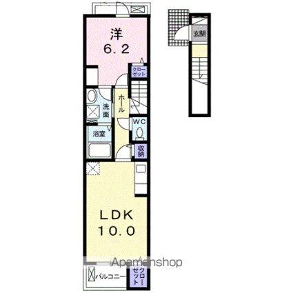 ドゥウェル　シンフォニー　Ⅱ[1LDK/43.79m2]の間取図