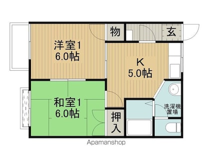 フレグランスすわＢ棟[2K/38.8m2]の間取図