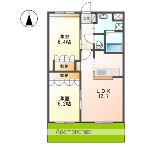 岐阜市六条江東のアパートの間取り