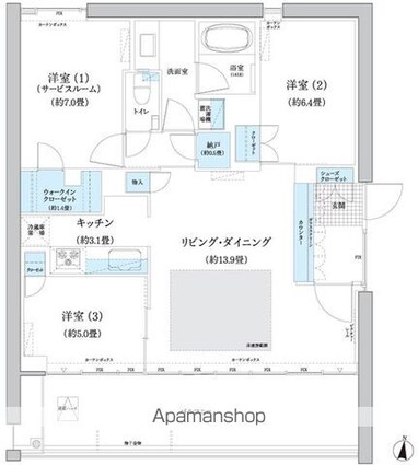 ガーデニエール砧　ＷＥＳＴ[2SLDK/79.62m2]の間取図