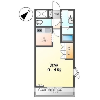 アウラ山手[1K/30m2]の間取図