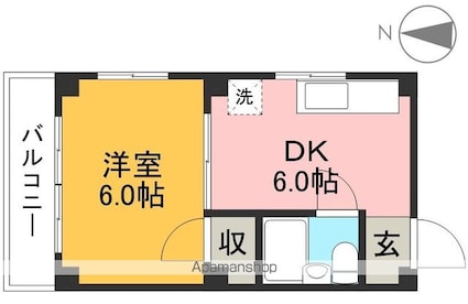 太陽舎ビル[1DK/21.4m2]の間取図
