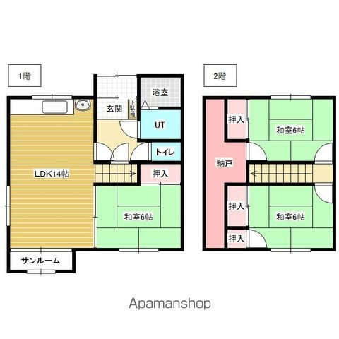 三笠市 2階建 築48年の間取り写真