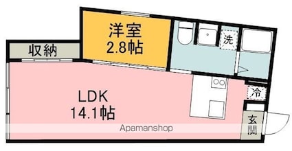 ｔｈｅ　ｔｒｉａｓ　ｒｏｋａｋｏｅｎ[1LDK/33.17m2]の間取図