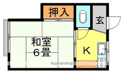 東京都中野区大和町２丁目[1K/16.8m2]の間取図