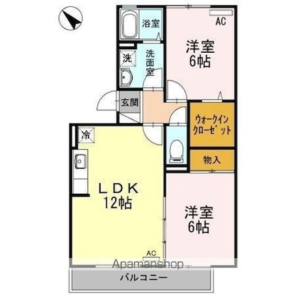 セジュール新涯[2LDK/56m2]の間取図