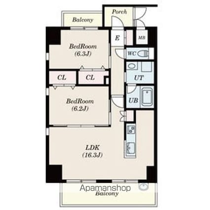 リンパクマンション[2LDK/64.6m2]の間取図